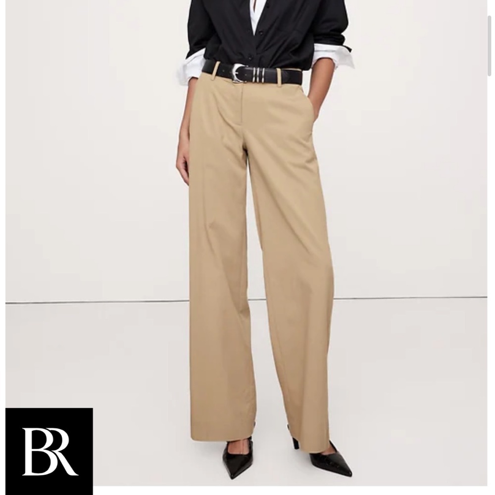 Banana Republic Wide-Leg Chino Pants in Khaki